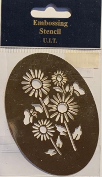 Embossing Schablone Sonnenblumen oval